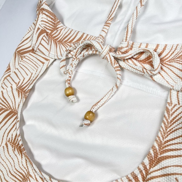 ROXY Palm Tree Dreams One-Piece Swimsuit M Open Back Tropical Ruffle Square Neck - Picture 6 of 10